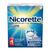 Nicorette Nicotine Stop Smoking Aid Gum Coated Flavored, 4 Mg White Ice Mint (Pack of 2)