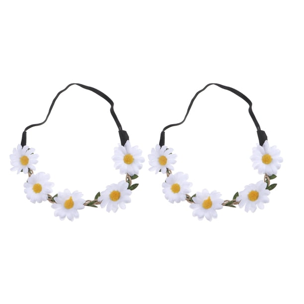 EeaseMX 2 diademas bohemias con 5 margaritas para el pelo, para boda, novia, accesorios para el pelo, accesorios de vestir para mujer (blanco)