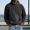 thumbnail image 2 of Resicozy Acid Wash Hoodie Crewneck Sweatshirt for Mens Pullover Oversized Men's Fashion Hoodies Sweatshirts Vintage Tops Black 2XL, 2 of 6