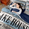 thumbnail image 4 of Homewish Rustic Lake House Twin Bedding Sets 7-Piece for Teen, Vintage Boat Paddle Bedding Comforter Set, Grey Blue Wooden Plank Reversible Sheet Sets, Breathable Home Decor, 4 of 7