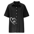 thumbnail image 4 of Mefallenssiah Femmes Imprimé Manches Courtes Bouton en Vrac Col Rabattu Chemise Blouse Solide tops, 4 of 6