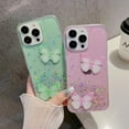 thumbnail image 3 of Compatible with iPhone 15 Pro Bling Case 3D Diamond Butterfly Case Luxury Sparkly Glitter Sequins Phone Cover for Women Girly Shiny Aesthetic Soft TPU Protective Shockproof Cover, Green, 3 of 11