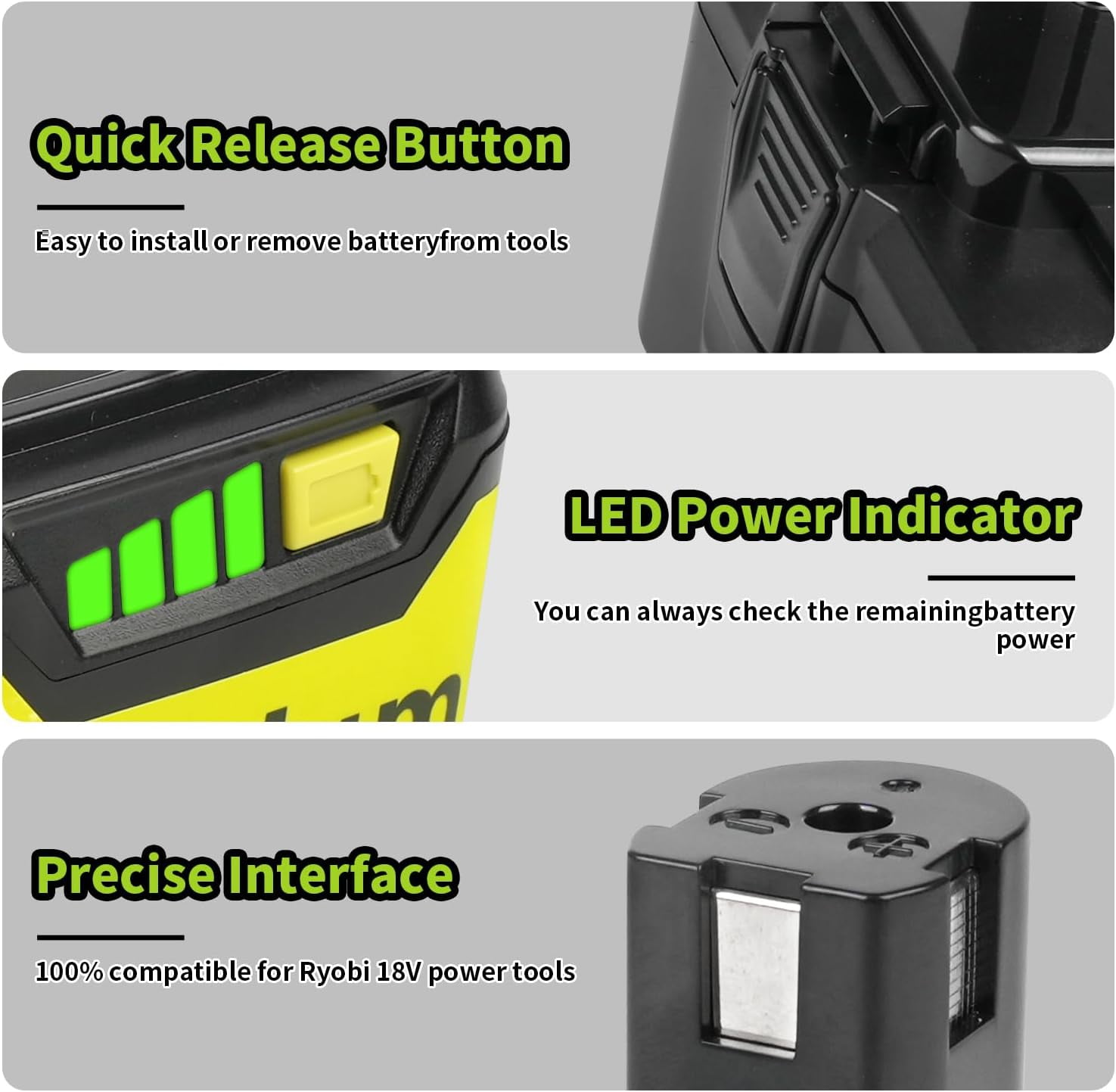 2Pack Replacement for Ryobi 18V Batteries 6.0Ah and 2-Port P117 Fast Charger for Ryobi ONE+ P108 P107 P105 P103 P102