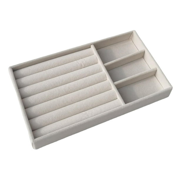 Bandeja de joyería multiusos Organizador Cajón Insertos Contenedor Tela de flocado Pulsera de gran capacidad Soporte de exhibición para botones Broche Estilo A