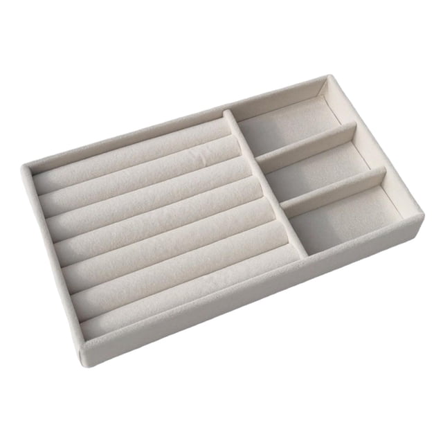 Bandeja de joyería multiusos Organizador Cajón Insertos Contenedor Tela de flocado Pulsera de gran capacidad Soporte de exhibición para botones Broche Estilo A