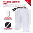 thumbnail image 5 of Exxact Sports Battle 7-Pad Adult Football Girdle for Men with Cup Pocket, Lightweight Padded Compression Shorts with Integrated Ultra Flex Pads, Men's Girdle Football (White, A4XL), 5 of 7