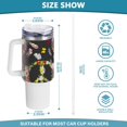 thumbnail image 3 of SKYSONIC Insulated Tumblers with Lids and Straws Handles 40oz Water Bottle Peace Sign Floral Butterfly Feather Travel Mug Reusable Stainless Steel Thermos Vacuum, 3 of 7