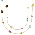 thumbnail image 2 of JewelStop 14K Yellow Gold Link Chain Fancy Multi-Color Stones Necklace - 30 Inches, 2 of 3