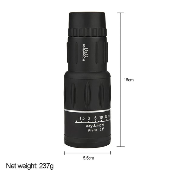 Hearth & Gear Super Haute Puissance 16X52 Monoculaire de Nuit Portable BAK4 Télescope Jumelles pour Adultes Grossissement 20x50 Jumelles de Voyage Jumelles 10x50 Ciel Bas de Noël pour Hommes Articles de Plage pour