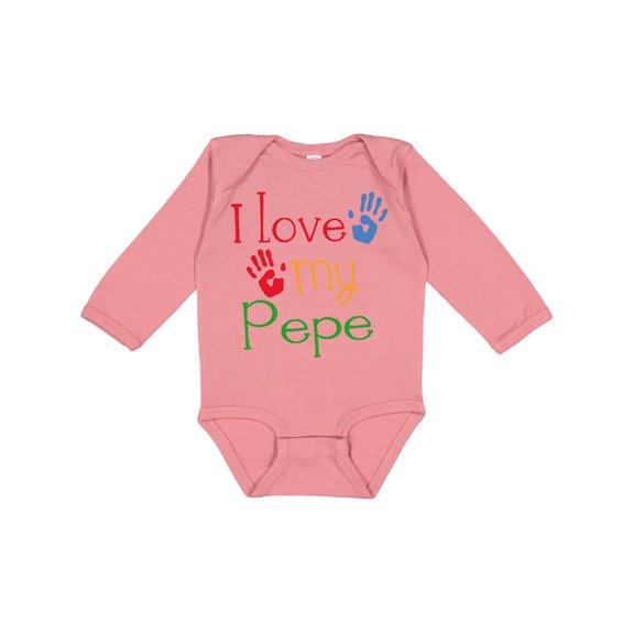 Inktastic Pepe Grandkids Handprints Boys or Girls Long Sleeve Baby Bodysuit