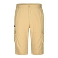 thumbnail image 3 of Ecqkame Men's Capri Long Elastic Solid Color Cargo Shorts Below Knee Shorts Cargo Casual Shorts with Multi-Pockets Khaki M, 3 of 7