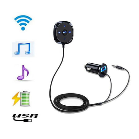 EinCar Bluetooth Wireless Car Kit MP3 Player with 3.5mm Audio Cable for Handsfree Calling & Music USB Car Charger for Mobile Audio
