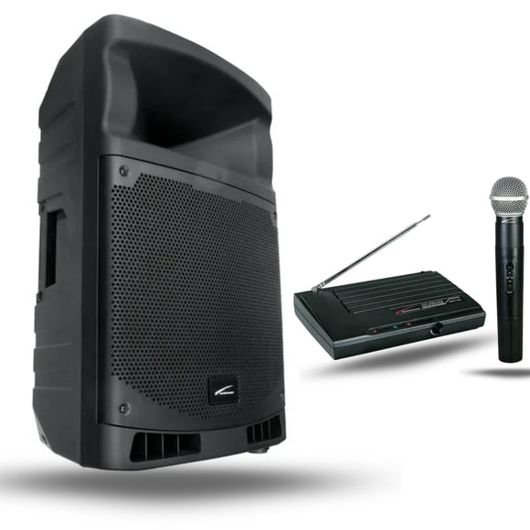 Kit Karaoke y Presentación: Bafle Amplificado 15" Audiobahn THUNDER15 + Micrófono Inalámbrico VHF AMV140