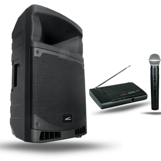 Kit Karaoke y Presentación: Bafle Amplificado 15" Audiobahn THUNDER15 + Micrófono Inalámbrico VHF AMV140