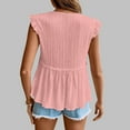 thumbnail image 4 of Karight Womens Babydoll Tank Tops V Neck Ruffle Sleeve Pleated Peplum Shirts Summer Casual Boho Flutter Flowy Tank Tops, 4 of 7