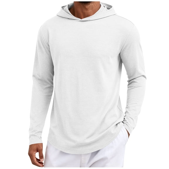CHZAYXI Hoodies for Men Lightweight Pullover Long Sleeve Hooded Sweatshirt Casual Gym Workout Sweatshirts Athleisure Running Hoodie(X-Large,White)