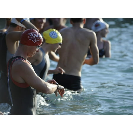 Canvas Print Ironman Swimming Race Athletes Start Competition Stretched Canvas 10 x