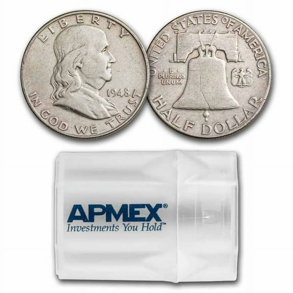 1948 Franklin Half Dollar 20-Coin Roll Avg Circ