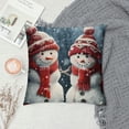 thumbnail image 2 of Orinice Snowmen Winter Red Hats Graphic Decorative Throw Pillow Cover for Home, Couch, Living Room - Festive Christmas Decor, 1PC 12x12in, 2 of 5