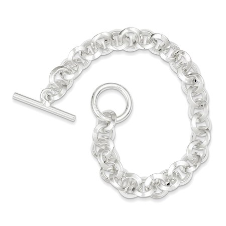 Silver Circular Bracelets - Lex & Lu Sterling Silver Polished Fancy Circular Link Bracelet