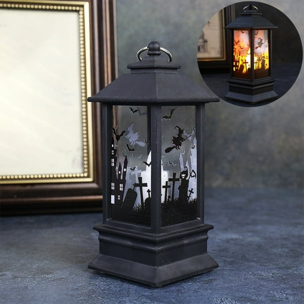 Mini linternas de Halloween, ideales para centros de mesa, decoraciones de interiores de Halloween, decoraciones de mesa central, pilas incluidas.