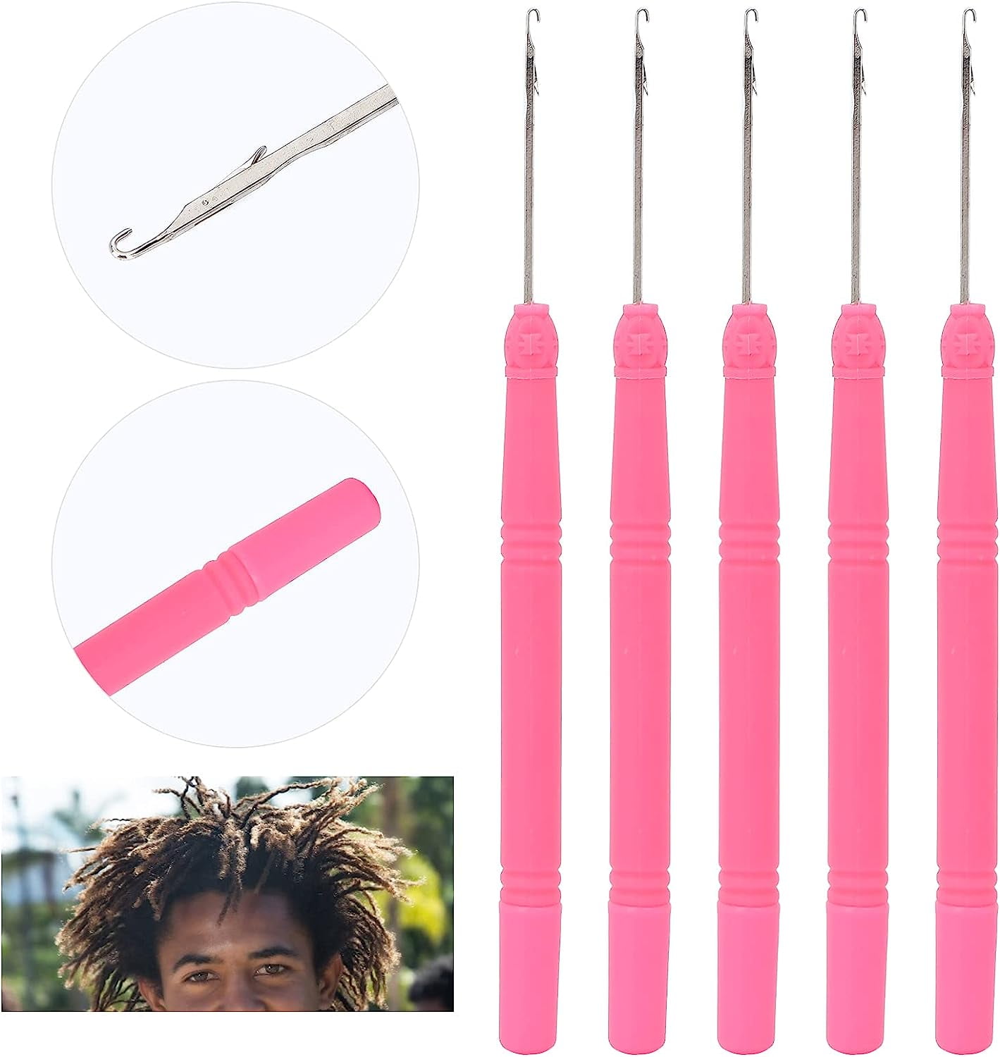 3kinds Leather Craft Crochet Needle Latch Hook Weave Hair Extension Tool  Set