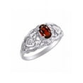thumbnail image 3 of RYLOS Rings for Women 14K White Gold Ring Filigree Heart Birthstone Ring 6X4MM Gemstone & Diamonds January Garnet Jewelry for Women Size 7, 3 of 7