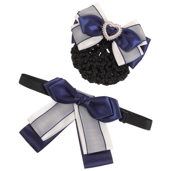 AURARMLET 2Pcs Hair Net and Bow Clip Set Comfortable Cloth Material Elegant Hairstyle Decor