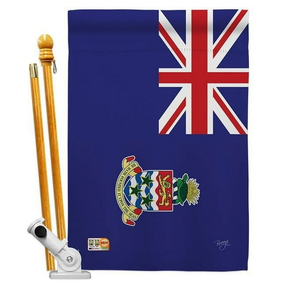 Breeze Decor BD-CY-HS-108266-IP-BO-D-US15-BD 28 x 40 in. Cayman Islands Flags of the World Nationality Impressions Decorative Vertical Double Sided House Flag Set with Pole Bracket & Hardware