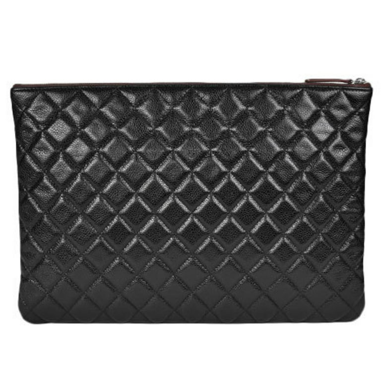 used Pre-owned Chanel Chanel Here Mark Clutch Bag Caviar Skin Second A82552 (Good), Adult Unisex, Size: (HxWxD): 23cm x 34cm x 2cm / 9.05'' x 13.38