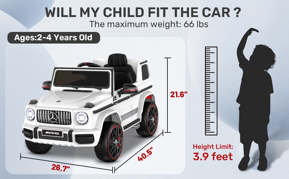 TOKTOO 12V Powered Ride on Toy Mercedes-Benz G63 Licensed for Kids, Electric Toddler Ride on Car w/Parent Remote Control, MP3, LED Headlight, Gift for Boys Girls Aged 2-4 Years, White
