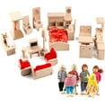 thumbnail image 1 of 5 juegos de accesorios para muebles de casa de muñecas baño de madera/sala de estar/comedor/dormitorio/cocina casa 6 decoración de muñecas familiares juego de simulación niños regalos de cumpleaños de, 1 of 1
