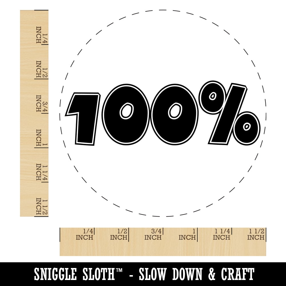 100 Percent Fun Text Self-Inking Rubber Stamp Ink Stamper - Black Ink - Large 1-1/2 Inch