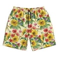 thumbnail image 3 of Uemuo Sunflower Cornflower Poppy Pattern Men's Swim Trunks Hawaiian Beach Bathing Suit Swimsuits Beach Quick-Dry Shorts with Pockets-3X-Large, 3 of 9