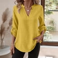 thumbnail image 2 of Camisas de Color Sólido para las Mujeres 3/4 Manga Manga Corta Cuello en V, Blusa Casual para Primavera Verano Diario, 2 of 9