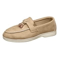 thumbnail image 5 of Rokment Women's Fringe Slip on Penny Loafers Suede Tassel Platform Chunky Low Heel Ballet Flat Oxfords Boho Beach Casual Fashion Walking Dress Shoes D Size 6.5, 5 of 6