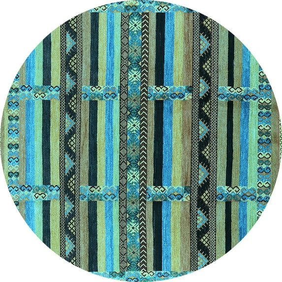 Ahgly Company Indoor Round Solid Light Blue Modern Area Rugs, 3' Round