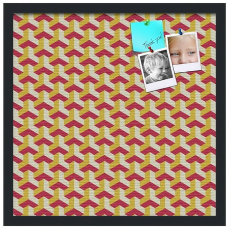 PinPix 20x20 Custom Cork Bulletin Board Baus Red Gold Poster Board Has a Fabric Style Canvas Finish Framed in Black by ArtToFrames (PinPix-1533)