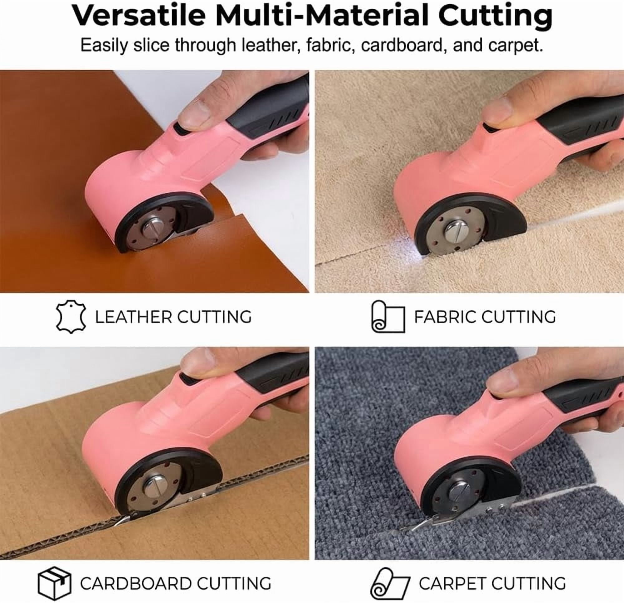 Rechargeable Cordless Electric Scissors, Rotary Cardboard Cutter, Automatic Box Cutter With Led Light, Extra 2 Blades, Electric Scissors For Fabric Leather Carpet Plastic Cloth Carton (Blue)