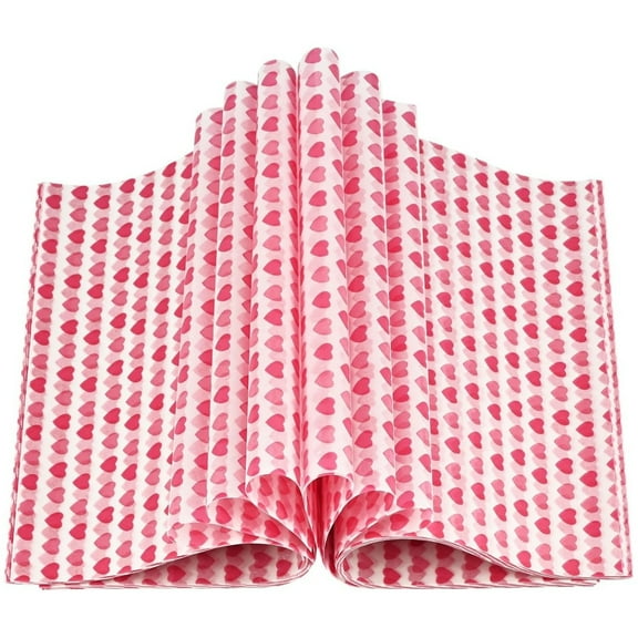 Topboutique 50 Pcs Wax Paper,Heart Food Wrapping Paper,Greaseproof Deli Wrap Tissue Paper Liners,Waterproof Dry Waxed Paper Sheets,Non-Stick Liners Tissue for Sandwich Bread Burger,Heart Love Style