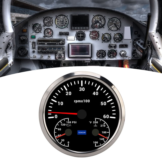 3 In 1 Tachometer Multifunction Gauge Oil Pressure Water Temperature Compact Design With 7 Color Backlight, Suitable for Truck Tractor Car Motorhome Boat