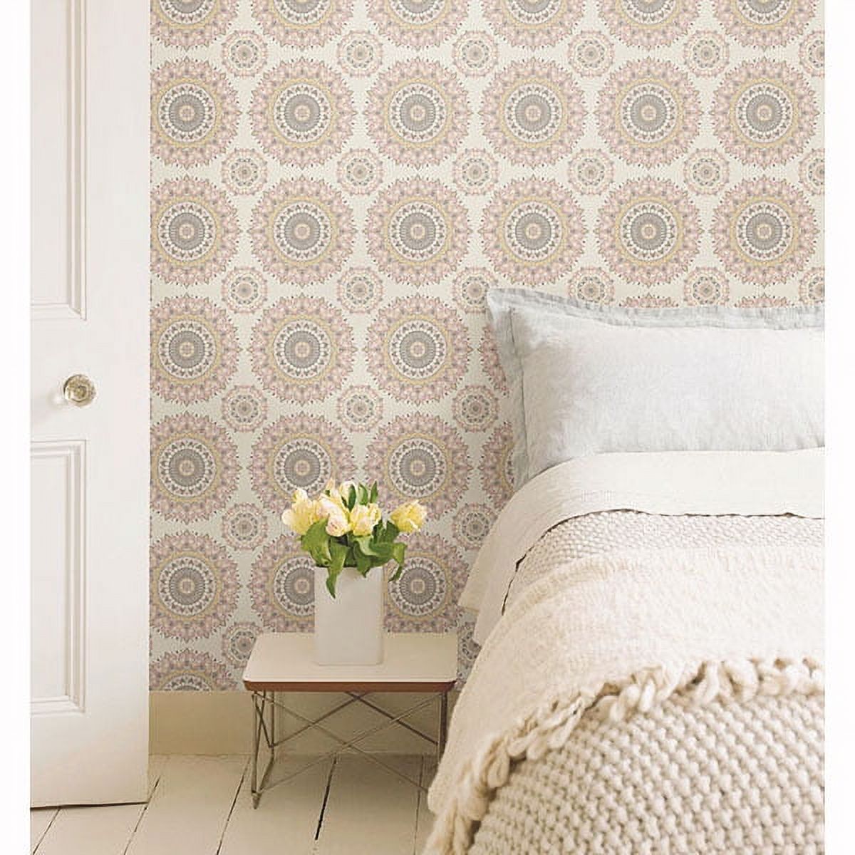 A-Street Prints Gemma Light Pink Boho Medallion Wallpaper