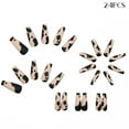 thumbnail image 3 of Uñas postizas de ataúd largo, uñas postizas de color marrón mate con estampado de vaca, diseño de bailarina, uñas artificiales de cobertura completa para mujeres, 24 Uds. Ormromra CZMR-ZC78, 3 of 3
