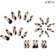thumbnail image 4 of Uñas postizas de ataúd largo, uñas marrones mate con diseño de estampado de vaca, uñas postizas de cobertura completa de bailarina, 24 piezas Ormromra CZMR-ZC78, 4 of 4