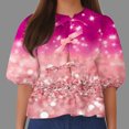 thumbnail image 1 of Fiudx Tops para Mujer Top de Camiseta con Cuello Redondo y Manga Farol Plisada con Lazo para Mujer, 1 of 4
