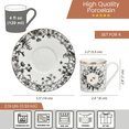 thumbnail image 5 of STP GOODS Gold Bee Porcelain Espresso Cup and Saucer Set of 4 for 4 Porcelain Coffee Cup Set 4 fl oz (120 ml), Service for 4, Black and White, 5 of 18