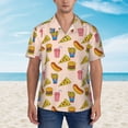 thumbnail image 4 of Daiia Hamburger Pizza Coke Hawaiian Shirt for Men Gentle Cotton Regular Short Sleeve Casual-Large, 4 of 9