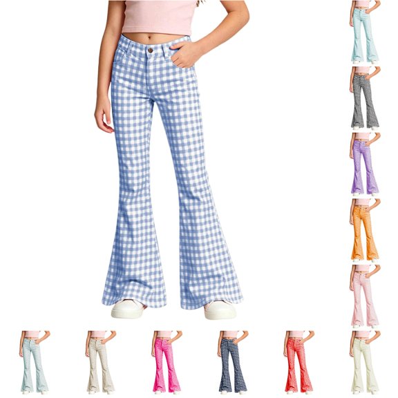 RTKFRFLM Girls Pants Graphic Print Elastic Waist Soft Casual Trousers for Kids for Everyday Casual Wear Comfort Fit
