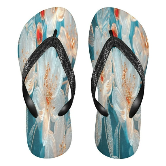 YAZAOOSummer Flip Flops Creatively Decorative Flowers and Cherries Simple Beach Sandals