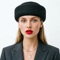thumbnail image 7 of Hsqqdc Straw Pillbox Hat, Retro Wedding Fedora Fashion Beret Fascinator Painter Hat, 7 of 7